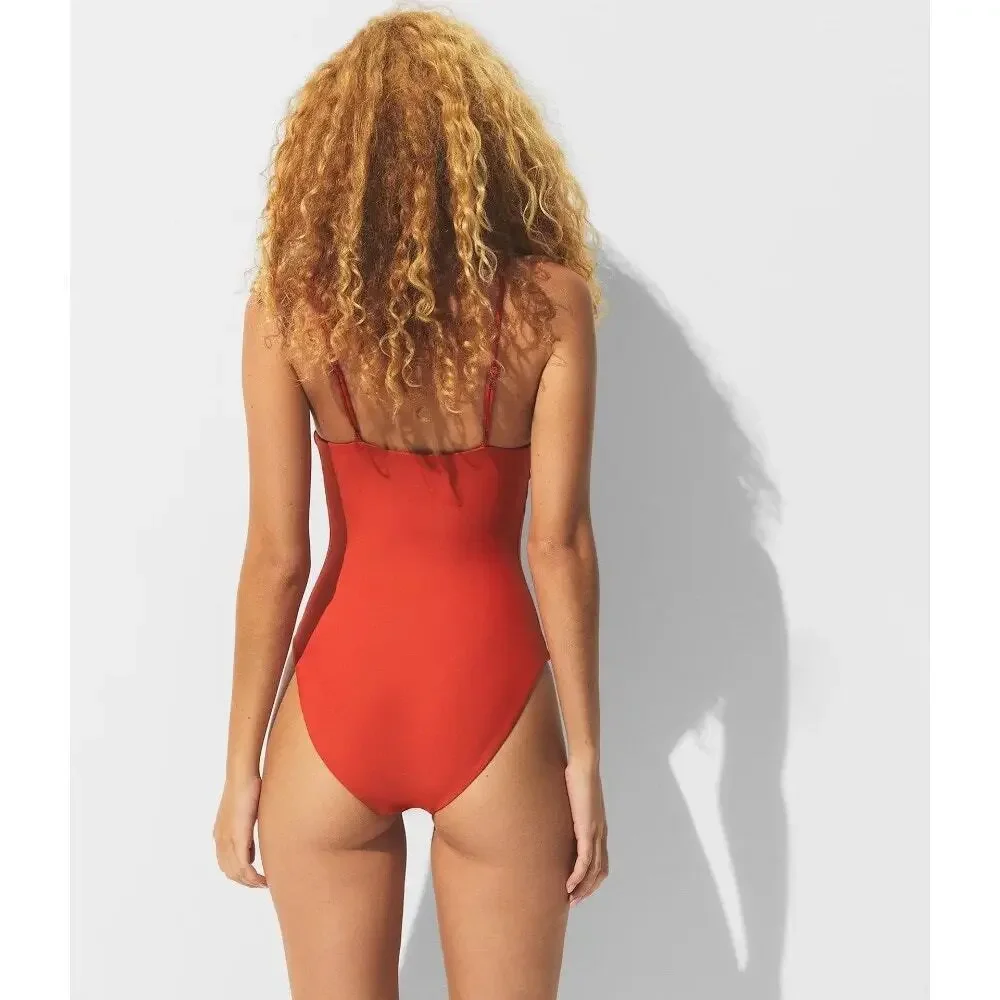SKIMS Orange-red Scoop Neck One-Piece Swimsuit